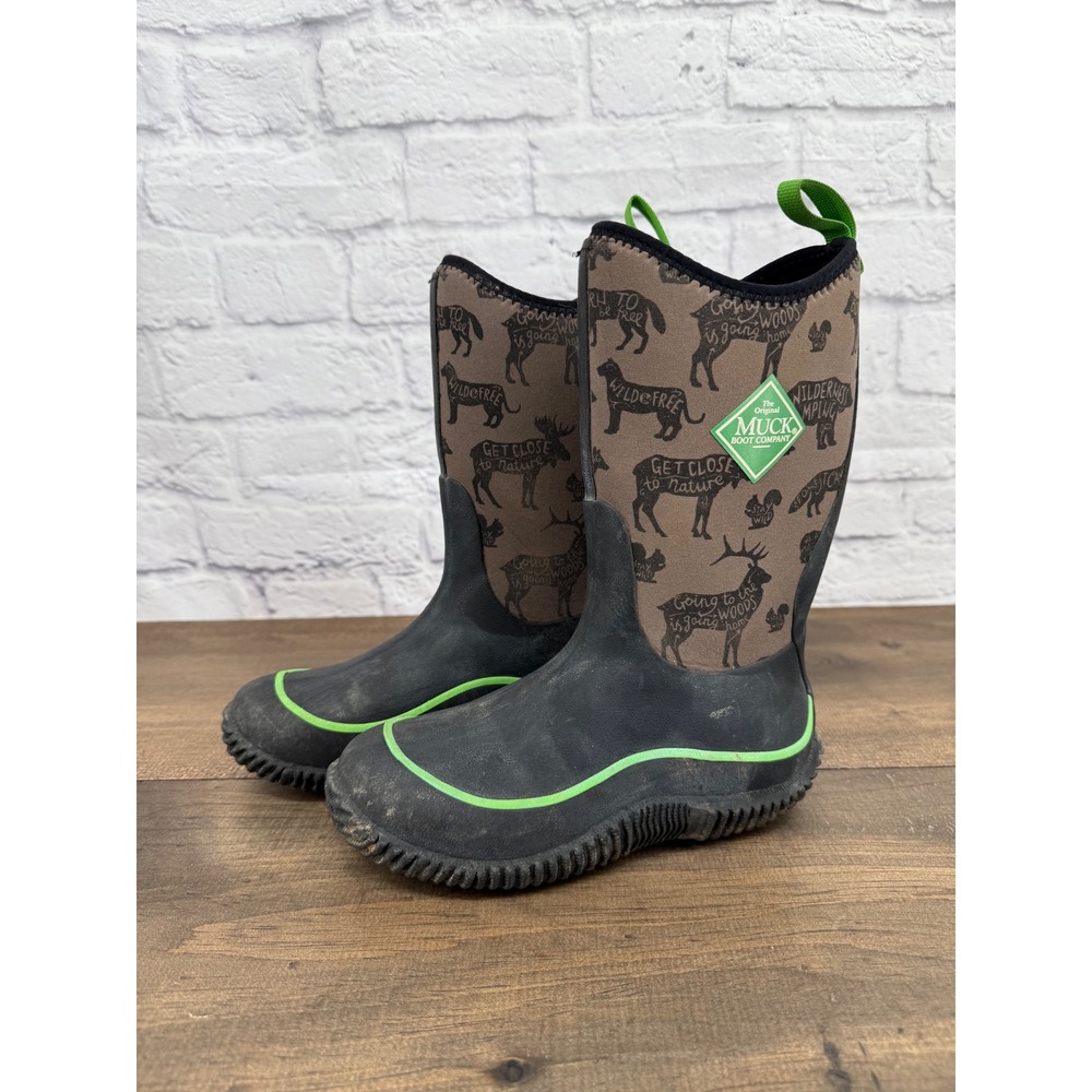 Muck Boot Company Kids Size 2 Brown Black Wildlife Animal Print Rain Snow Boots